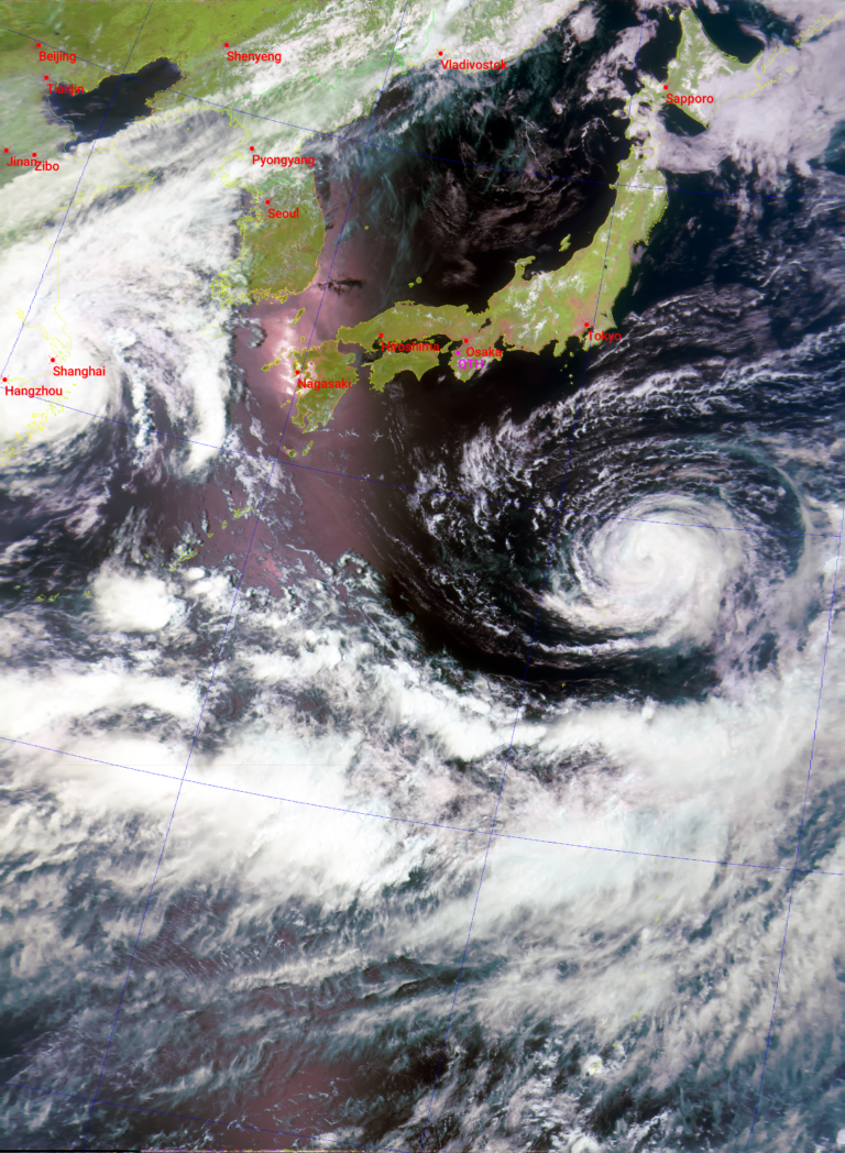 METEOR-M24 HRPT画像4 台風8号 台風9号の画像がとれました。 | 株式会社 赤井工作所